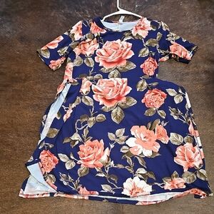 Elegant Floral Maxi Dress in Navy and Coral